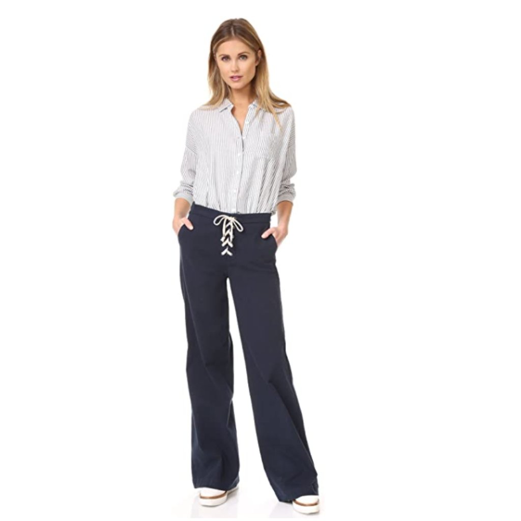Nwt Splendid Women's Lace Up Front Twill Pants Navy Size X-Large $170 I031